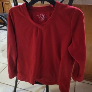 Red cotton long sleeve shirt